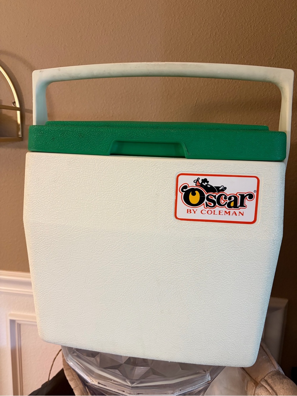 Coleman 1980’s Green and White Lil Oscar  16 Quart Lunch Cooler